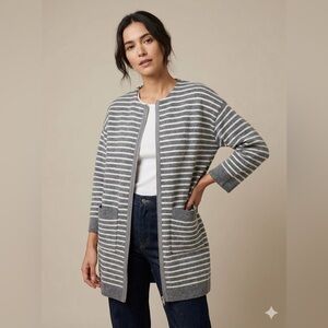 FRNCH Paris Striped Zip-Up Knit Jacket | Size M/L